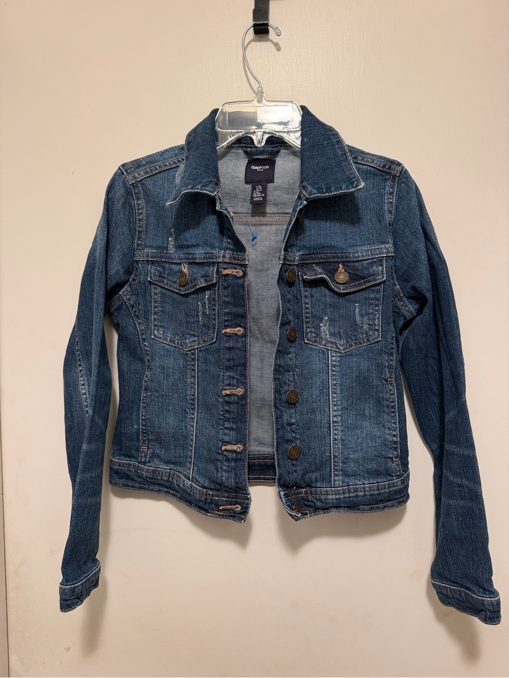 GAP Kids Blue Denim Jacket with distressing Size XL